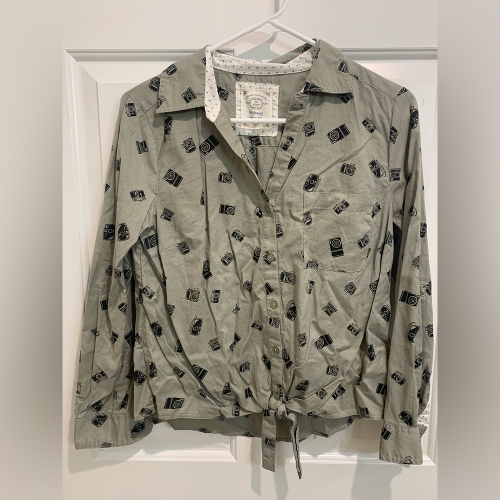 STYLE & CO | Button down shirt with tie detail